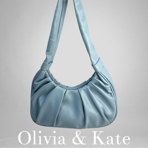 Olivia & Kate Handbags - Olivia And Kate Baby Blue Scrunch Small Shoulder Bag